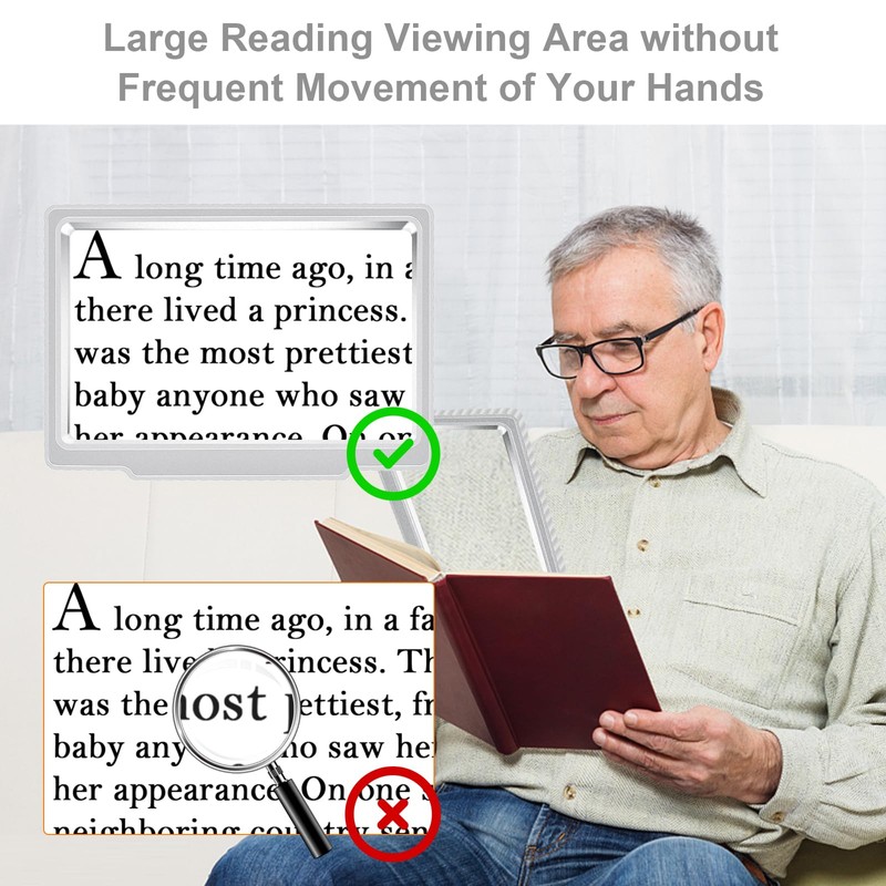 5X Magnifying Glass for Reading, Large Magnifier Provide Full Page
