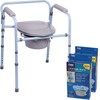 Carex 3-in-1 Folding Bedside Commode with 14 Pack Commode Liners