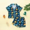 Biayxms Toddler Boy Silk Pajamas Set Button Down Dinasour Long