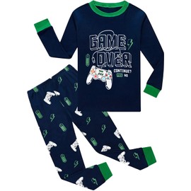 Boys 100% Cotton Long Sleeve Top and Pants 2 Piece Pajamas Set Toddler Cool Gamer Pjs Kids Cozy Jammies Clothes Sets Size 5