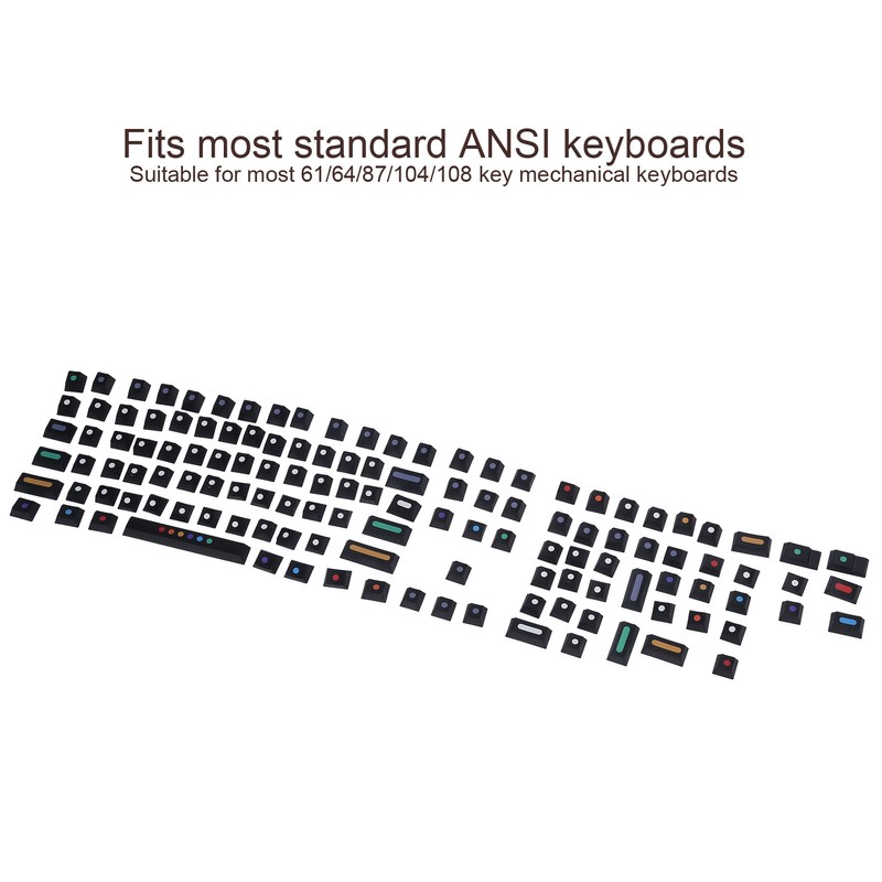Dot Keycap Dye Sublimation Mechanical Keyboard Compatible with 61/64/68/87/96/104/108Black