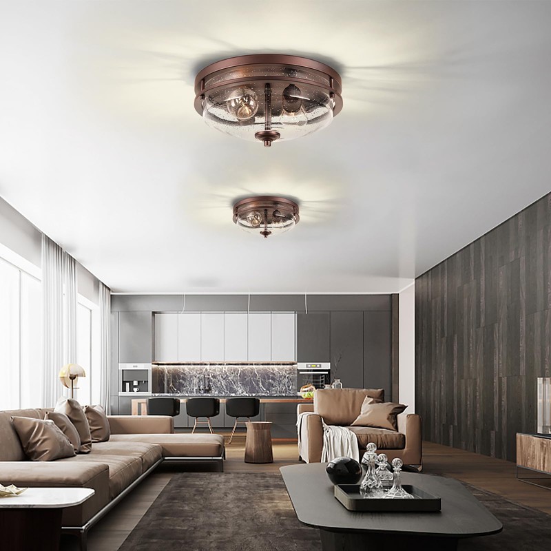 Edwarmlux Flush Mount Ceiling Lights, 2-Light Farmhouse Close to Ceiling