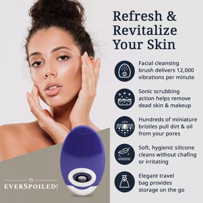 Everspoiled! Cepillo Limpiador Facial- Sónico -silicona Hombres Y Mujeres
