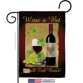 Wine a Bit Garden Flag Set Mailbox Hanger Beverages Drink Fruits Cheese Sangria White Red Rose Dessert Sparkling Small Decorative Gift Yard House Banner Made In USA 13 X 18.5