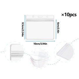 AOYEGIC Pack of 10 ID Covers, Transparent Card Sleeves, Waterproof Protective Case, Name Plates, Flexible Name Plates, Card Holder, Service ID Card Case, for School ID Card (85 x 100 mm)