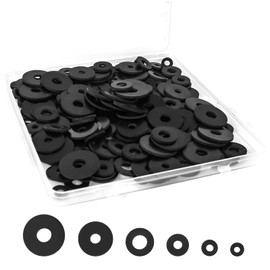 Zefphxs 240 Pcs Rubber Washers Assortment Kit, 12/16/18/20/25/30 mm Black Rubber Gasket, Vibration Absorbing Sealing Rubber Washer for Bolts Faucets Screws Garden Hose Shower Head (6 Sizes)