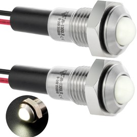 ZGSZJHF Indicator Light 8mm 0.31" Waterproof IP67 Metal Stainless steel Signal Lamp 12V/24V DC/AC LED Pilot Dash Lamp Light Ring Large Red Green for Car Truck Boat 2PCS
