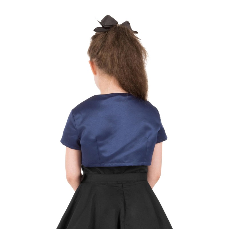 BlackButterfly Children's Satin Short Sleeve Bolero Girls, midnight blue