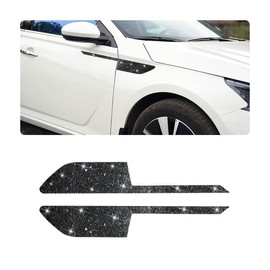 2 Pcs Car Reflective Stickers, Auto Bling Anti-Collision Warning Protection Decal, Diamonds Reflective Safety Decoration,Universal Accessories for Cars, Trucks, Pickup (Black)