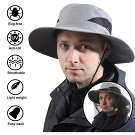 CAMOLAND Sun Hat with Removable Mesh Head Net Safari Hat Outdoor UV Protection