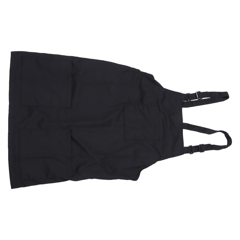 Kitchen Apron Black Apron Polyester Pockets Adjustable Strap Unisex Apron
