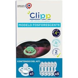 CLIPPBABY Kit de destete para chupete Sistema suave paso a paso para ayudar a los niños pequeños a detener el uso del chupete Brillo en la oscuridad + 5 escudos, led para niños y recomendado por