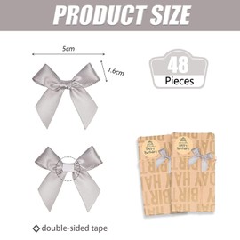 JKDHJK Pack of 48 5 cm / 1.97 Inch Rainbow Ribbon Mini Bow Decoration DIY Crafts for Valentine's Day Gift Wrapping Wedding Car Ribbons Christmas Cards (Black)