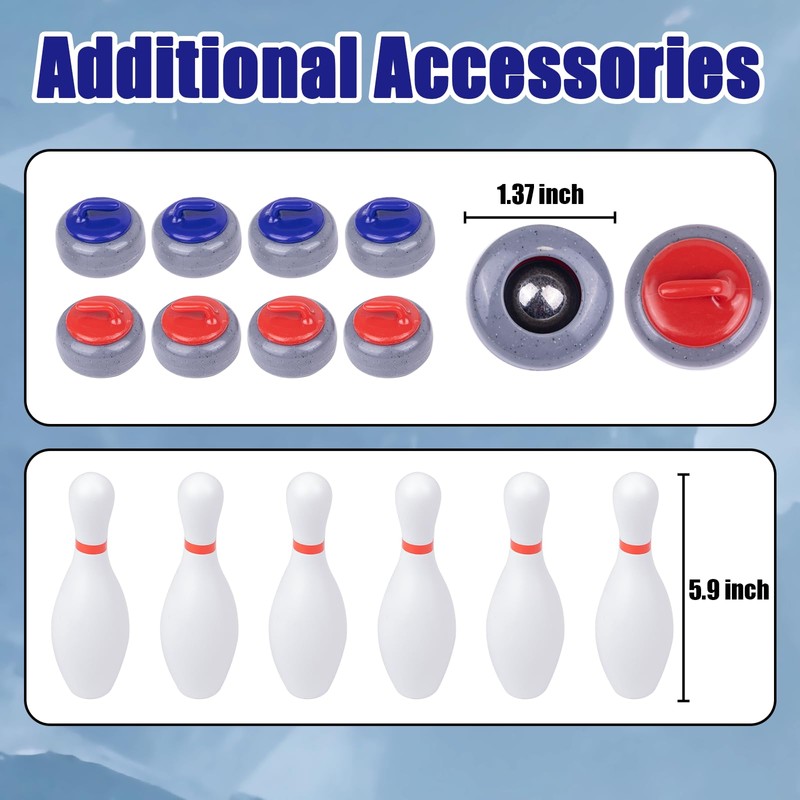 11.8’L Shuffleboard, Curling and Bowling 3 in 1 Board Game