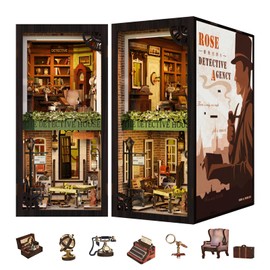 CUTEBEE Book Nook Kit - DIY Miniature House Dollhouse Kit for Adult and Teens, Booknook Bookshelf Decor Alley Model Build with LED Light, Gifts for Family and Friends