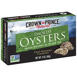 Crown Prince Natural Smoked Oysters in Pure Olive Oil, 3-Ounce Cans (Pack of 18)