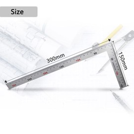 ihaspoko Angle Ruler, 150 x 300 mm Angle Try Angle Ruler Metal for Carpenters, Engineers, Craftsmen, Roofers