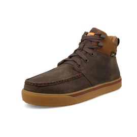 Twisted X Men's 6" Work Kicks, Moc Toe Nano Toe, Shitake & Distressed Saddle, 12 W