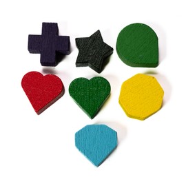 Bag of 7 x 50 Wooden Life and Condition Counters | Sir GameALot 350 Total 10mm Counters in 7 Styles - Life, Fatigue, Coins, Stars, Buff, Gems | Extra Pieces for Your Board or Card Game