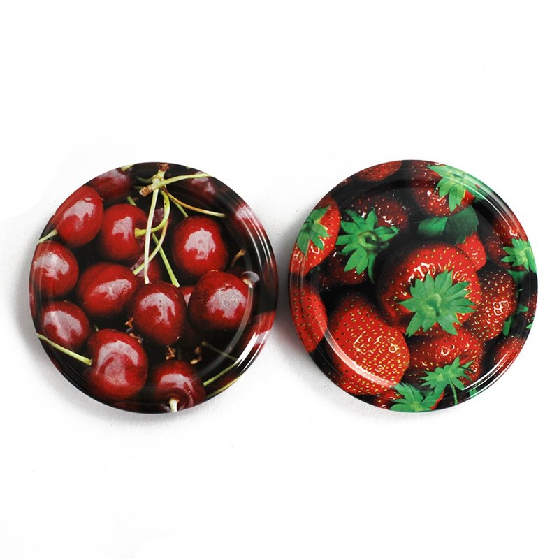 com-four® 20 x Replacement Lids for Jam Jars "Fruit" -