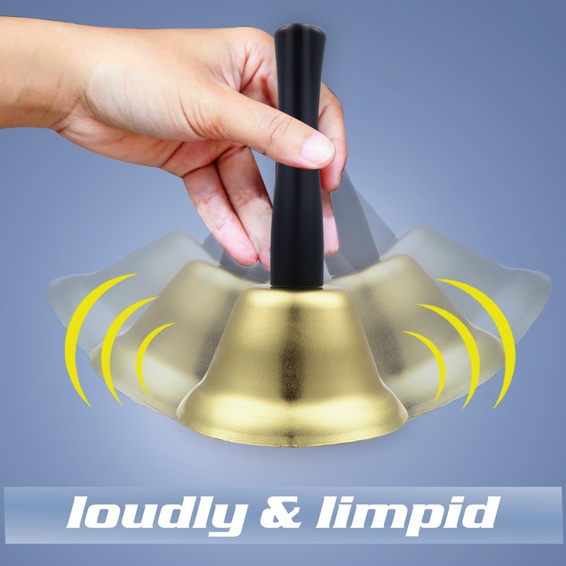 TOAOB Hand Bell Large Gold Hand Bell Reception Bell Christmas