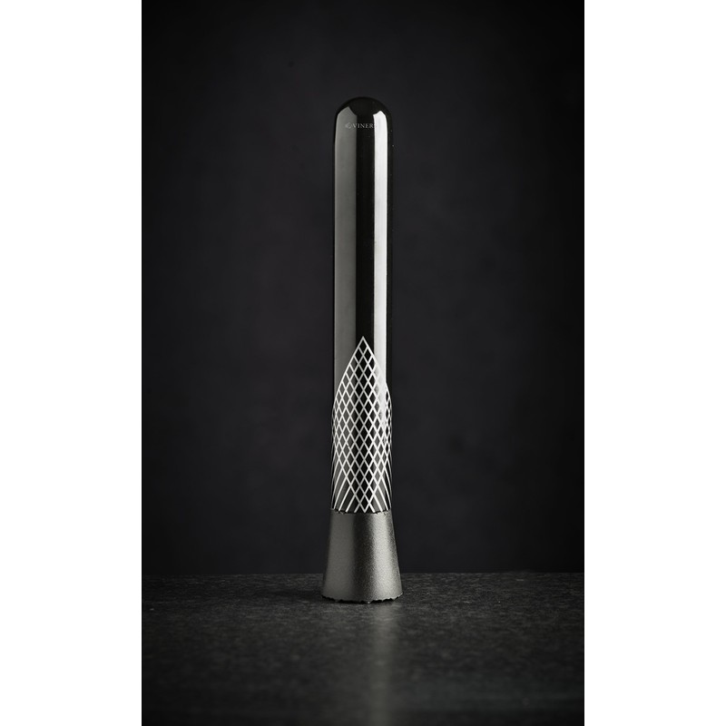 Viners Barware Collection Muddler, Stainless Steel, Black, 27.3 x 6.1