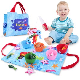 Envyvip Envyvip Toddler Toys Montessori Toys for 1 Year Old Baby Boy Girl Birthday Gift, 22pcs Cloth Fishing Game Learning Toys for Toddlers 1-3 - Number Counting, Color Sorting, Fine Motor Skills