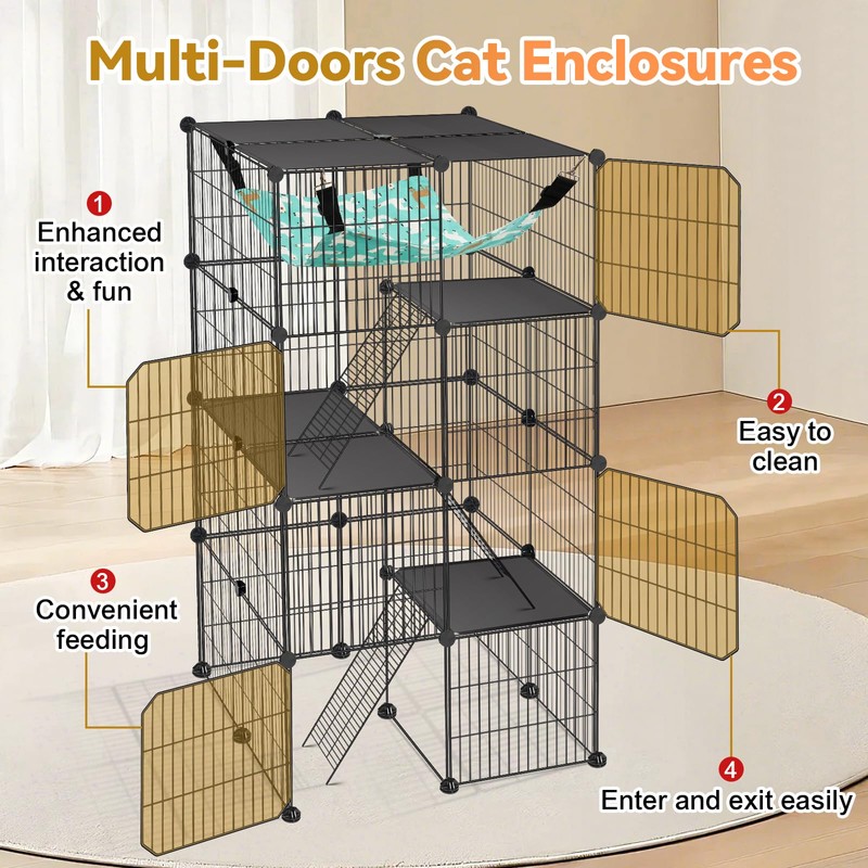 VISCOO Cat Cage, 4-Tier DIY Cat Enclosures Catio, Cat Playpen
