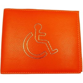 Premium Blue PU Leather Disabled Parking Badge Holder for Cars (Orange)