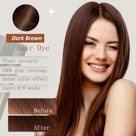 Onilyua Dark Brown Hair Dye Shampoo, 3 in 1 Natural Color for Men & Women, Para Canas, Long-Lasting 100% Gray Hair Coverage, 16.9 Fl Oz