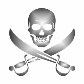 AMA SHOP Pirate Skull Sticker Silver | PVC Die-cut Sticker for Car, Motorcycle, Helmet, Wall
