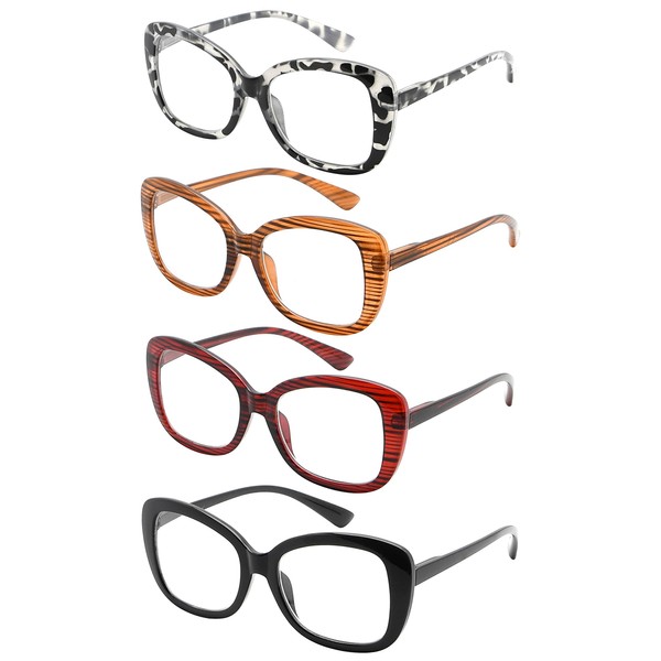 Eyekepper 4-Pack Chic Reading Glasses for Women Oversized Readers +1.50