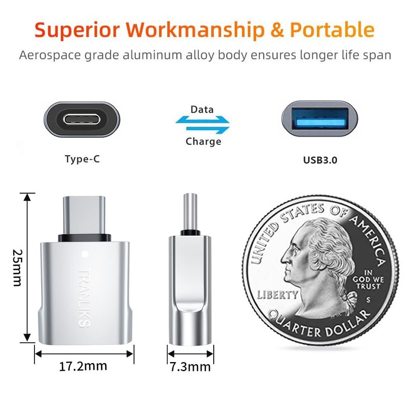 TRANLIKS USB to USB C Adapter, OTG Adapter from USB
