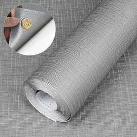 Self Adhesive Shelf Liner, Peel and Stick Drawer Liner Waterproof Contact Decor Liner with Grain Texture for Kitchen Walls Cabinets, Bedroom Classroom, Cover Book (Silver Gray, 11.8 x 236.2 inches)