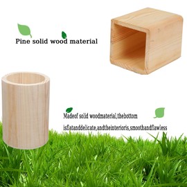 Youery Pack of 2 wooden pen containers, round wooden pen holder, square pen holder, DIY pen holder, suitable for office make-up brushes