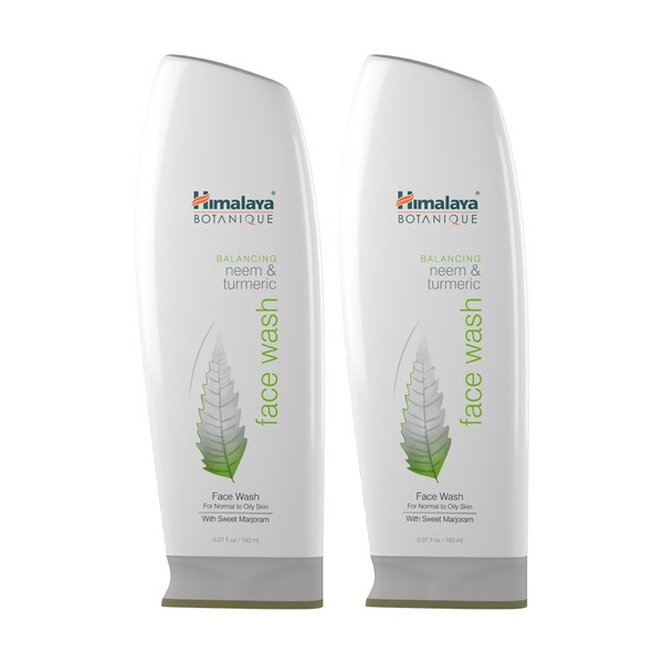 Himalaya Botanique Balancing Neem & Turmeric Face Wash, Deep Cleaning Pore Cleanser for Oily and Acne Prone Skin, 5.07 oz, 2 Pack
