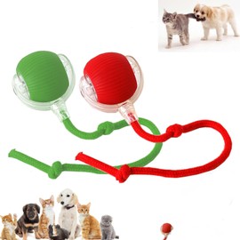 Yiishuiil 2pcs Interactive Cat Toy Rolling Ball Chewie Viral Dog Ball, Sports Carpet Toy, Interactive Automatic Ball Toy, Suitable for Large and Small Dogs and Cats (Red + Green)