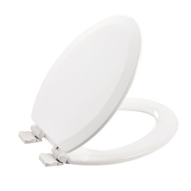 Wood Toilet Seat, Slow Close, High Gloss Finish, Premium Moulded Wood, White, Quick Release, PIKLiDS (Elongated)