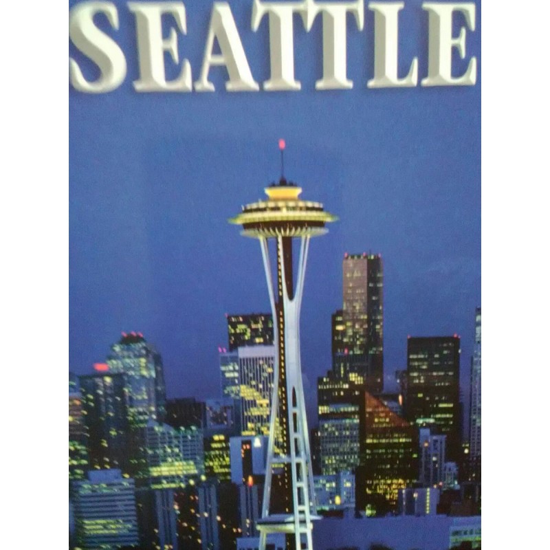 photo POST CARD DUSK OVER SPACE NEEDLE SEATTLE WASHINGTON