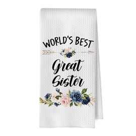 BlissfulAbon Sister Gifts Dish Towels - Sister Waffle Weave Kitchen Towels, Best Sister Hand Tea Towel, Sister Gifts, 16×24 Inches