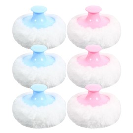 6 borlas suaves para polvos de bebé aplicador de maquillaje de felpa para talco corporal infantil - Almohadilla redonda para polvos - Borla de mezcla 
