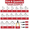 225Pcs External Retaining Rings Snap Rings Assortment Kit, 304 Stainless