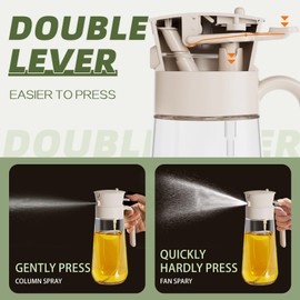 thetchry Oil Spray Bottle, 2 in 1 Oil Spray and Oil Container, 580ml/ 20oz Olive Oil Sprayer Bottle,Oil Sprayer for Cooking,Cooking Oil Spray Glass for Used for Air Fryer, Baking, Grilling(White)