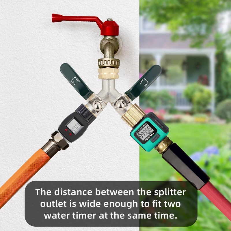 DINGBAI Hose Splitter 2 Way, Brass High Flow Garden Hose