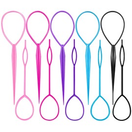 10 Pcs Topsy Tail Hair Tool, Ponytail Holders for Women Girls, Hair Braiding Tool and French Plait Hair Tool, 5 Colors
