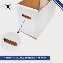Thick-Grip Short Comic Storage Box with Dividers | 1 Box with Lid + 50 Cardboard Dividers | Heavy Duty Folding Design - No Glued Seams | Holds 130-170 Comics | Premium Gemini Comic Book Storage Boxes