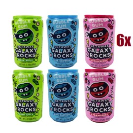 Kidsmania Set of 6 Cans of Getaway Galaxy Rocks Bubble Gum Candy- 6 Count