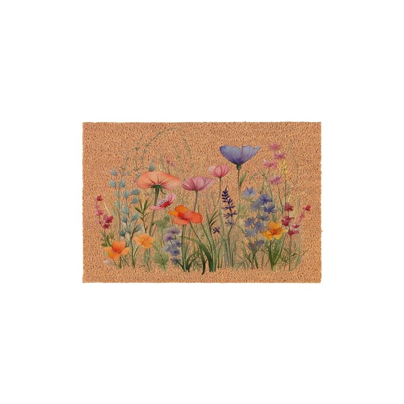 Welcome Doormat Coco Coir Door Mat Gift Watercolor Wildflowers (30"