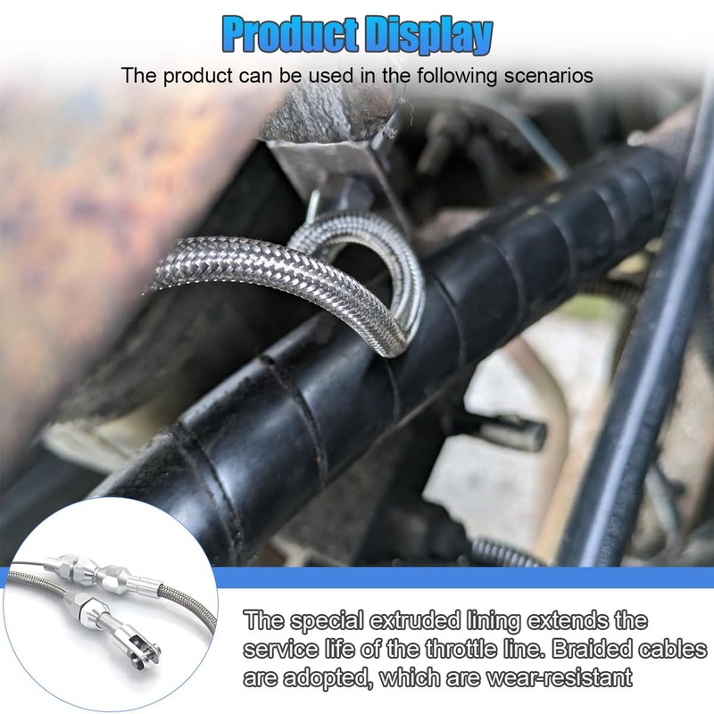 UHANBUT 24" Car Braided Throttle Cable Kit with Gloves, Adjustable