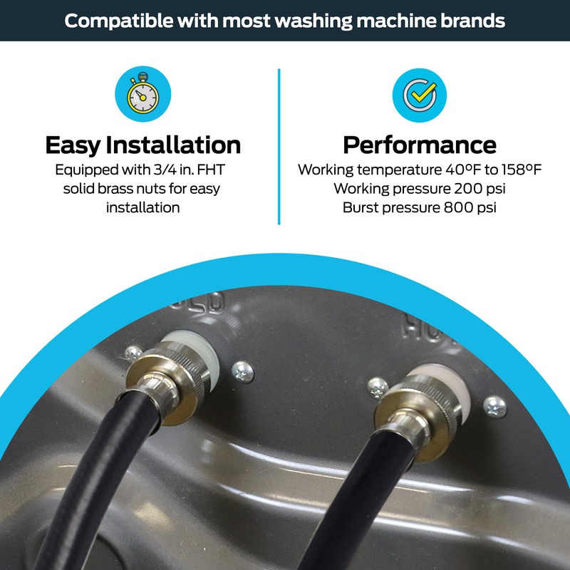 Eastman Washing Machine Drain Hose, 3/4 Inch FHT Connection, 5